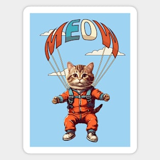 Funny Skydiving /Base Jumping Cat Gift for Cat Lovers Magnet